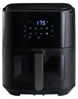 Schwarze Heißluftfritteuse mit digitalem Display, Vorderansicht
