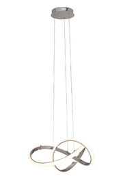 Moderne LED-Hängeleuchte mit geschwungenem Design, seitliche Perspektive