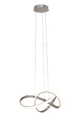 Moderne LED-Hängeleuchte mit geschwungenem Design, seitliche Perspektive