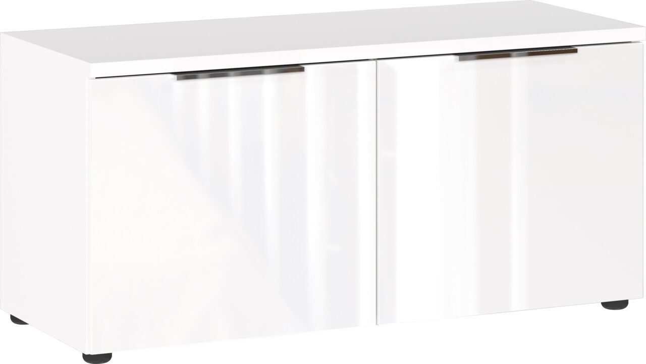 MID.YOU Schuhbank GENOVA Weiße Schuhbank mit zwei Türen, Frontansicht