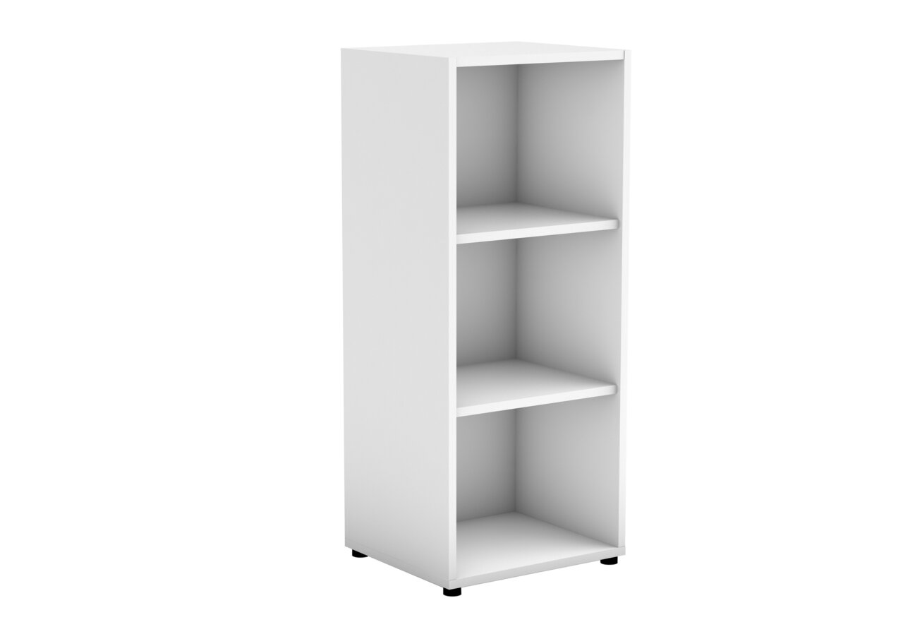 MyBaby Unterstellregal (2er-Set) BIBO Weißes Unterstellregal mit drei offenen Fächern, seitliche Perspektive