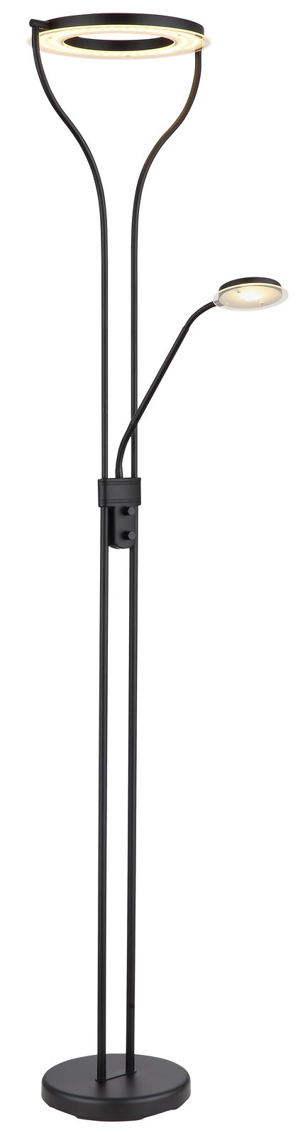 Moderner Deckenfluter Globo Lighting EBRO mit zwei Lichtquellen, seitliche Perspektive