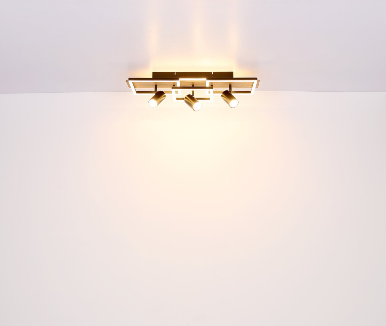 Moderne Deckenleuchte mit drei verstellbaren Strahlern, Ansicht von unten