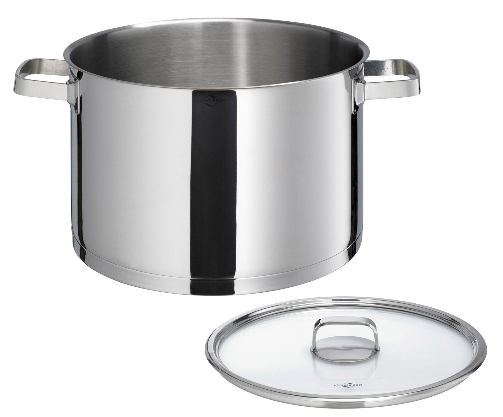 Edelstahl-Suppentopf SAN REMO, 26 cm, mit abgenommenem Deckel, seitliche Perspektive