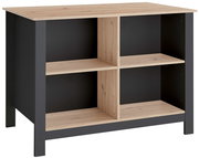 Kücheninsel mit Holzoptik und schwarzem Rahmen, Vorderansicht