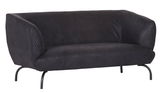 Zweisitzer-Sofa in dunklem Stoffbezug, seitliche Perspektive
