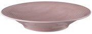 Runder Suppenteller 22,5 cm in Rosa mit geriffeltem Design, seitliche Perspektive