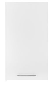 Großer weißer Hängeschrank mit Metallgriff, Frontalansicht