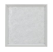 Vierkante led-plafondlamp met gestructureerd glas, gezien van voren.