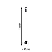 Schienenpendel Capsule, Seitenansicht, 130 cm lang, 87 mm Durchmesser, modernes Design