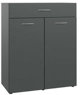 Graue Wäschekommode mit einer Schublade und zwei Türen, Frontalansicht