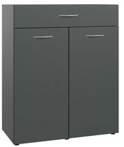 Graue Wäschekommode mit einer Schublade und zwei Türen, Frontalansicht