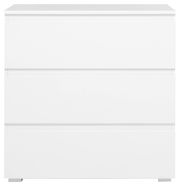 Weiße Kommode mit drei Schubladen, Frontalansicht