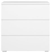 Weiße Kommode mit drei Schubladen, Frontalansicht