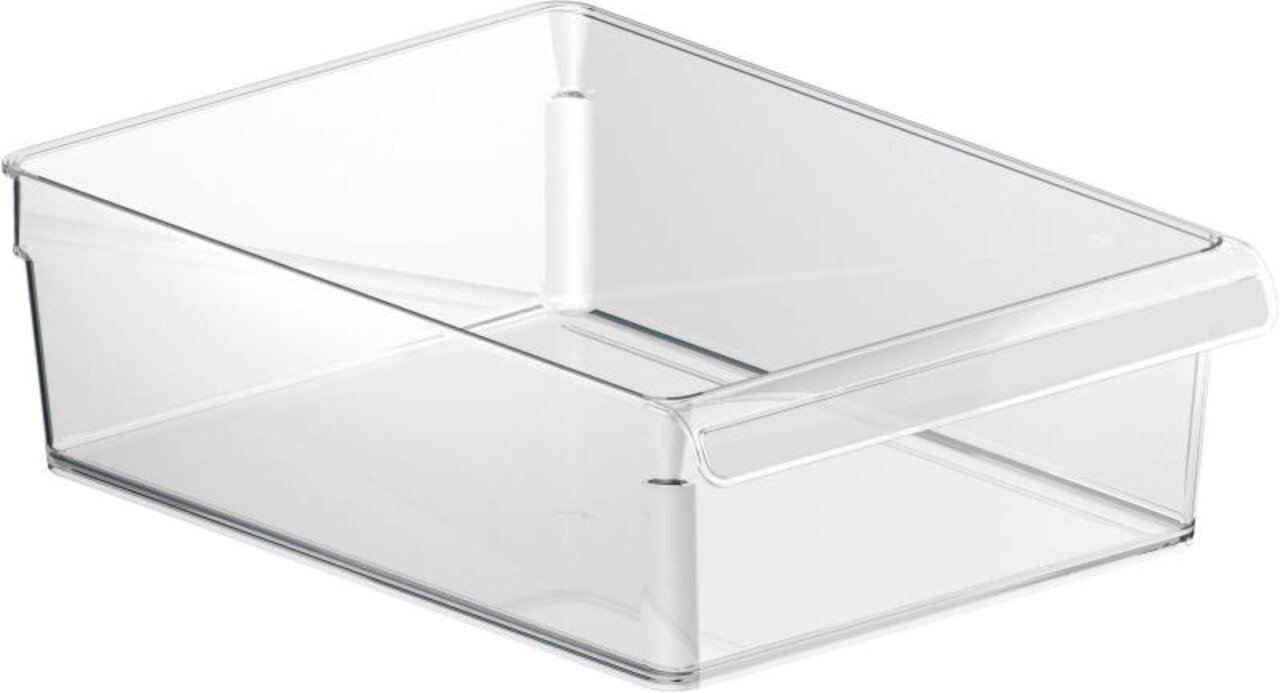 Transparenter Kühlschrankorganizer aus Kunststoff, rechteckig, 5 Liter, seitliche Perspektive