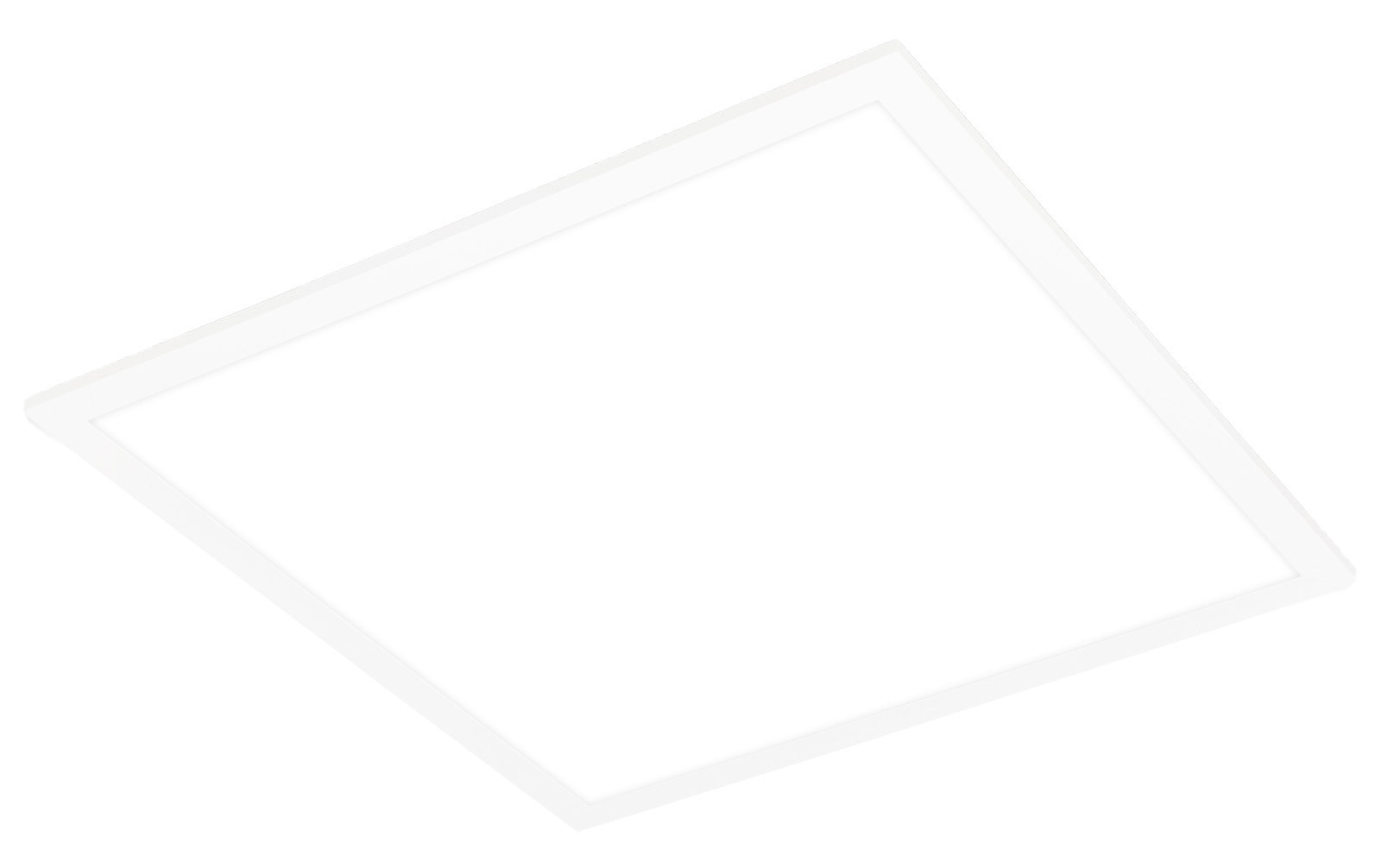 Weiße Badleuchte Panel in schräger Perspektive, 1x LED, minimalistisch und modern.