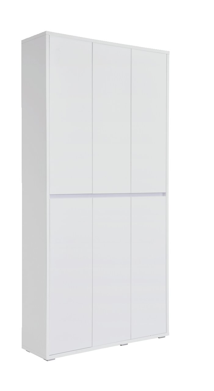 XORA XXL-schoenen-/multifunctionele kast LIV Witte XXL-schoenen- en multifunctionele kast van XORA, vanaf de zijkant gefotografeerd.