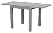 Moderner grauer Gartentisch mit erweiterbarer Tischplatte, seitliche Perspektive