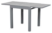 Moderne grijze tuintafel met uitschuifbaar tafelblad, zijaanzicht