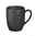 Schwarze Tasse mit Henkel, seitliche Perspektive
