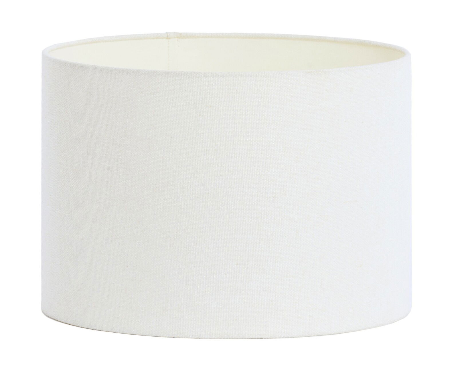 Zylindrischer Lampenschirm in Weiß, frontal fotografiert
