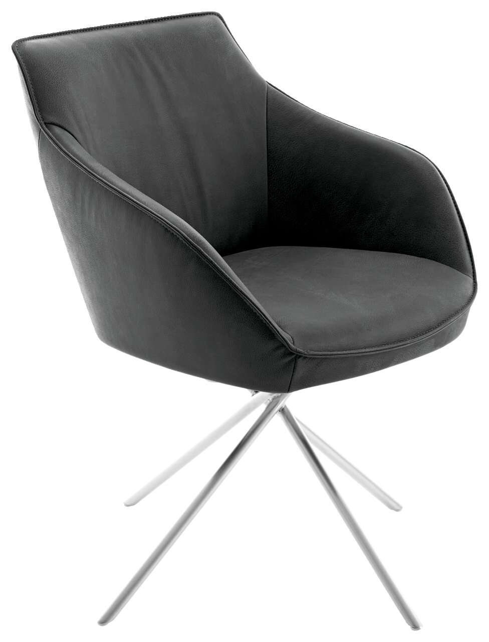 Koinor Sessel DINING SYSTEM Moderner schwarzer Sessel mit Metallbeinen, seitliche Perspektive