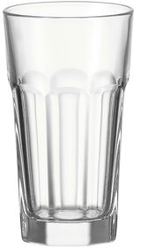 Transparenter Longdrinkbecher ROCK aus Glas, frontal fotografiert.