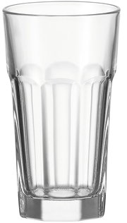 Transparenter Longdrinkbecher ROCK aus Glas, frontal fotografiert.