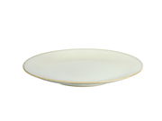 Flacher, cremefarbener Teller aus dem Kombiservice 20-tlg. Cafe del, seitliche Perspektive