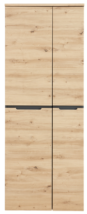 Frontansicht eines Aktenschranks aus Holz mit vier Türen in natürlicher Holzoptik.