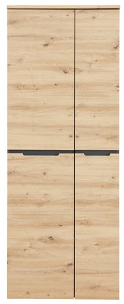 Frontansicht eines Aktenschranks aus Holz mit vier Türen in natürlicher Holzoptik.