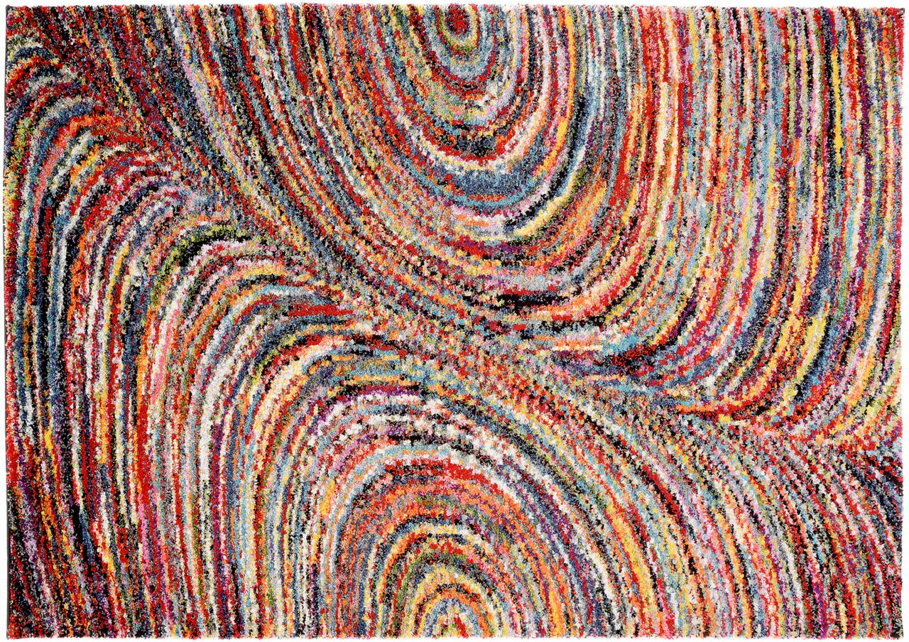 OCI Webteppich 120x170 cm SIXTEEN Bunter Teppich mit wellenförmigem Muster in verschiedenen Farben, Draufsicht