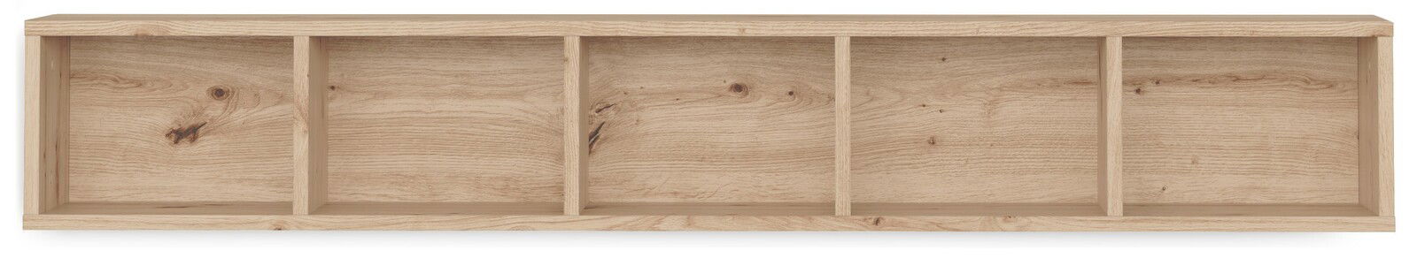 Hängeregal aus Holz mit fünf Fächern, frontale Ansicht