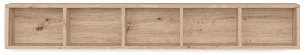 Hängeregal aus Holz mit fünf Fächern, frontale Ansicht