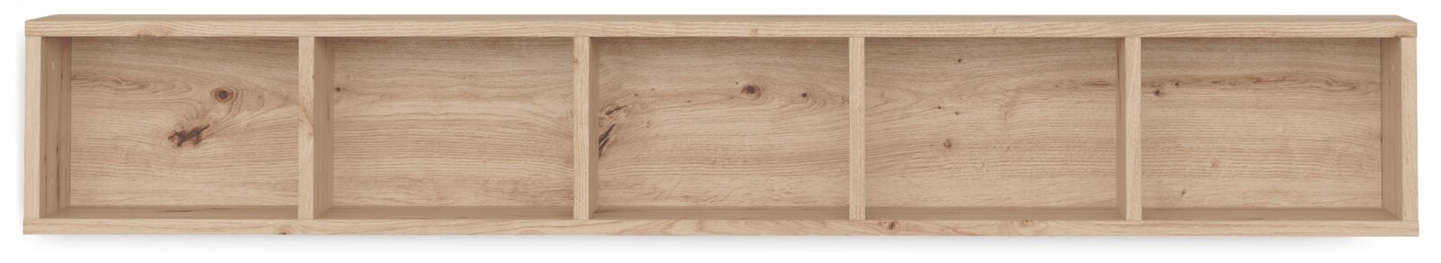 Hängeregal aus Holz mit fünf Fächern, frontale Ansicht