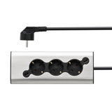 Steckdosenleiste Pro Ambient mit drei Steckplätzen und USB-Anschluss, seitliche Perspektive