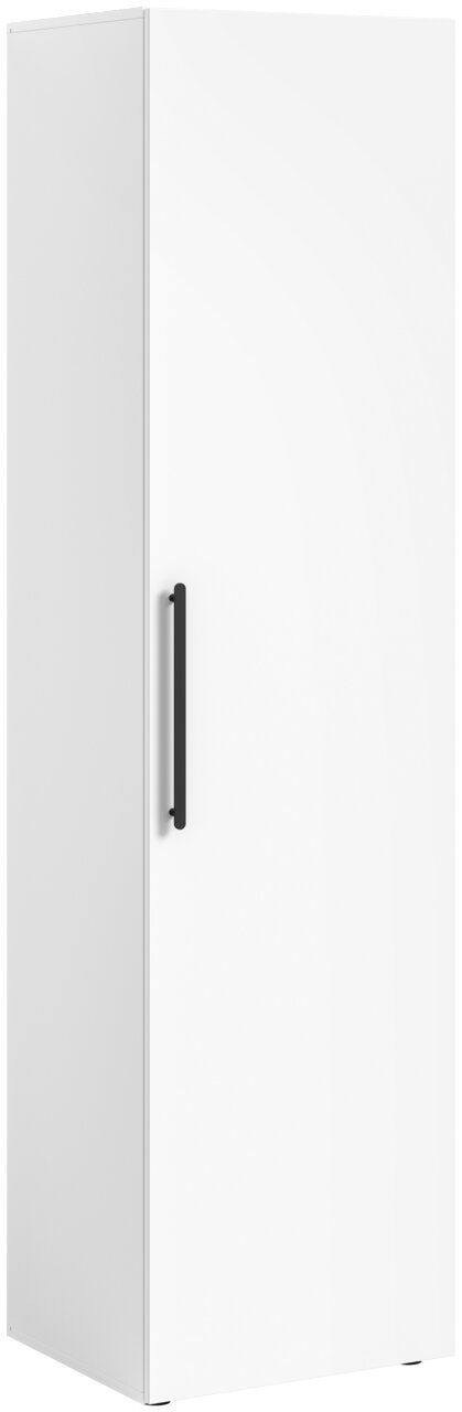 XORA Garderobenschrank HAMBURG Weißer Garderobenschrank mit schwarzem Griff, seitliche Perspektive