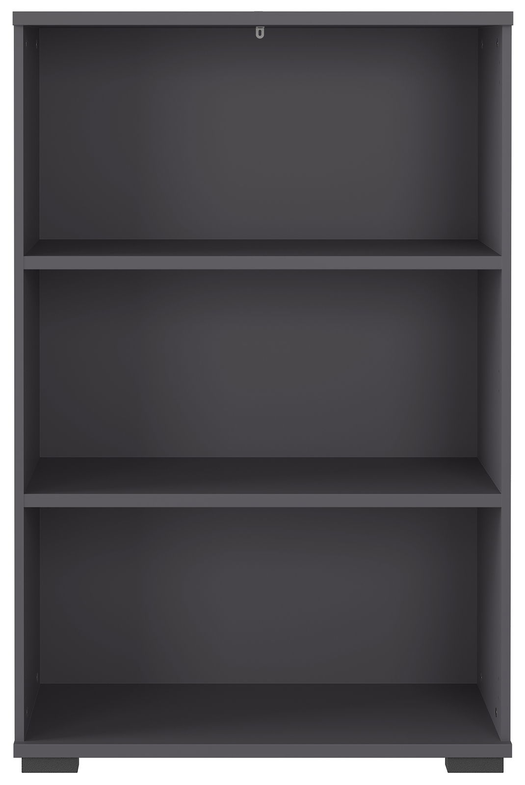 MID.YOU Aktenregal PROFI 2.0 Frontale Ansicht eines grauen Aktenregals mit drei Regalböden.