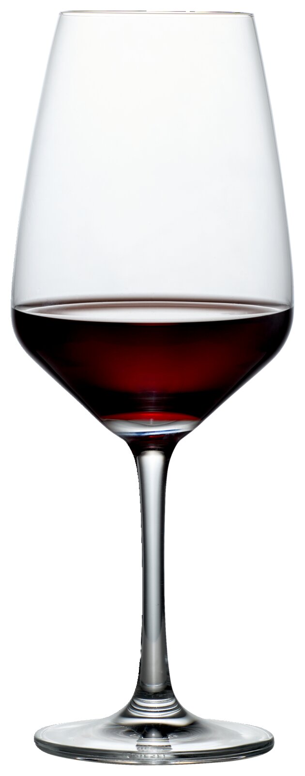 Wijnglas met rode wijn, vooraanzicht
