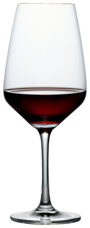 Wijnglas met rode wijn, vooraanzicht