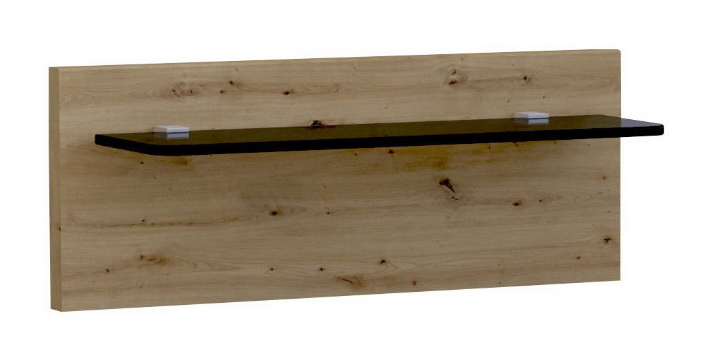 Venda Nachtkonsolen Paneel MAINAU 2 Holz-Nachtkonsolen Paneel mit schwarzem Regalbrett, seitliche Perspektive