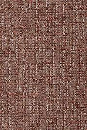 Nahaufnahme eines strukturierten, rot-braunen Stoffmusters, das für einen Armlehnstuhl verwendet wird.