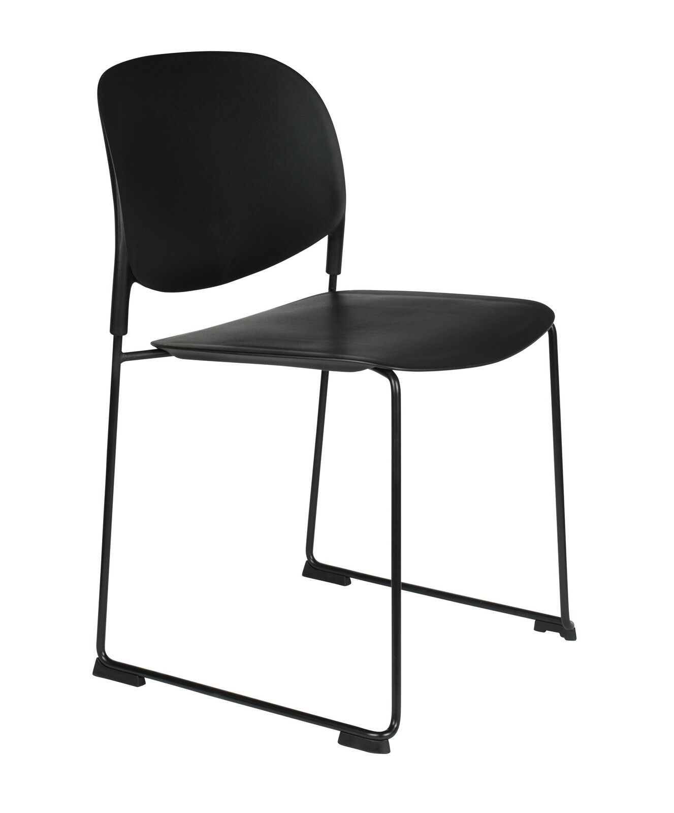 Z2 Stuhl STACKS Schwarzer Stuhl mit Metallgestell, seitliche Perspektive