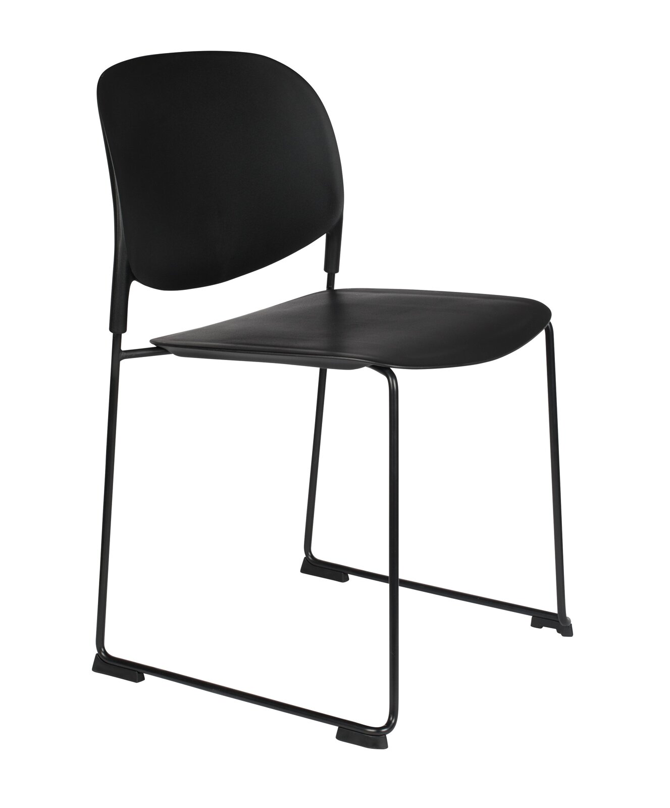 Z2 Stuhl STACKS Schwarzer Stuhl mit Metallgestell, seitliche Perspektive