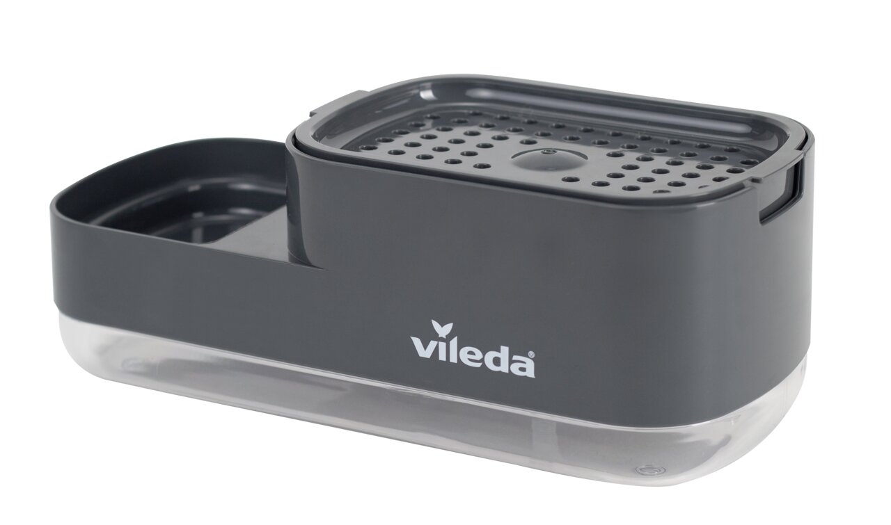 Vileda Pumpspender mit Schwamm, seitliche Perspektive
