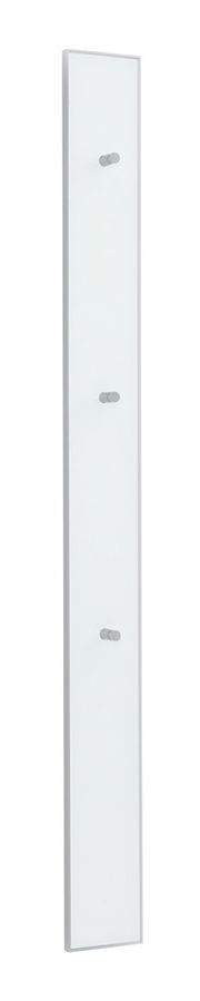 Weiße Garderobenleiste mit drei Haken, seitliche Perspektive