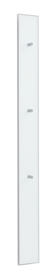 Weiße Garderobenleiste mit drei Haken, seitliche Perspektive