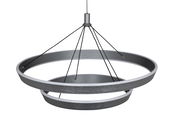 Moderne LED-Hängeleuchte mit zwei ringförmigen Elementen, seitliche Perspektive