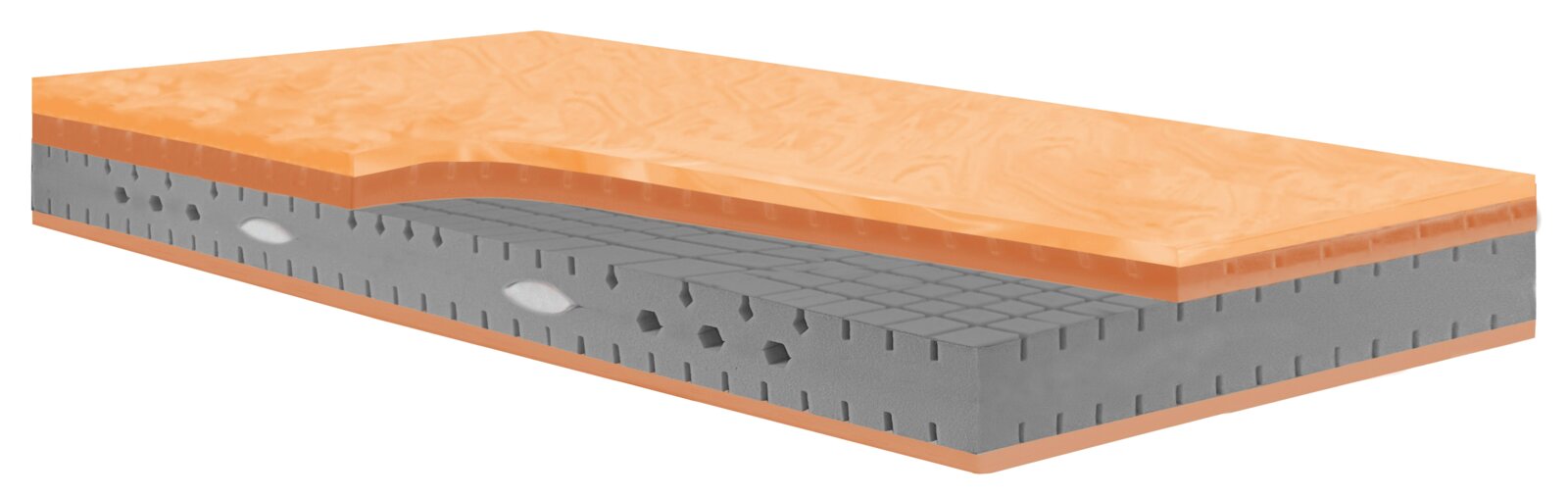 Zurbrüggen Kaltschaummatratze H3 ULTRA 260 Kaltschaummatratze H3 in seitlicher Perspektive mit mehrschichtigem Aufbau und ergonomischen Zonen.