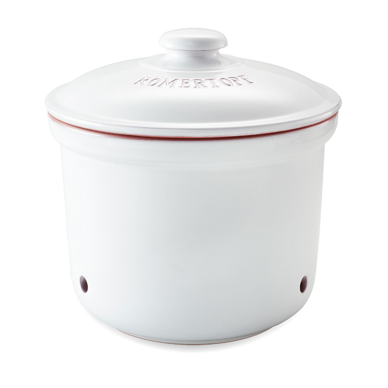 Weißer Frische-Topf Maxi Plus mit Deckel, seitliche Perspektive